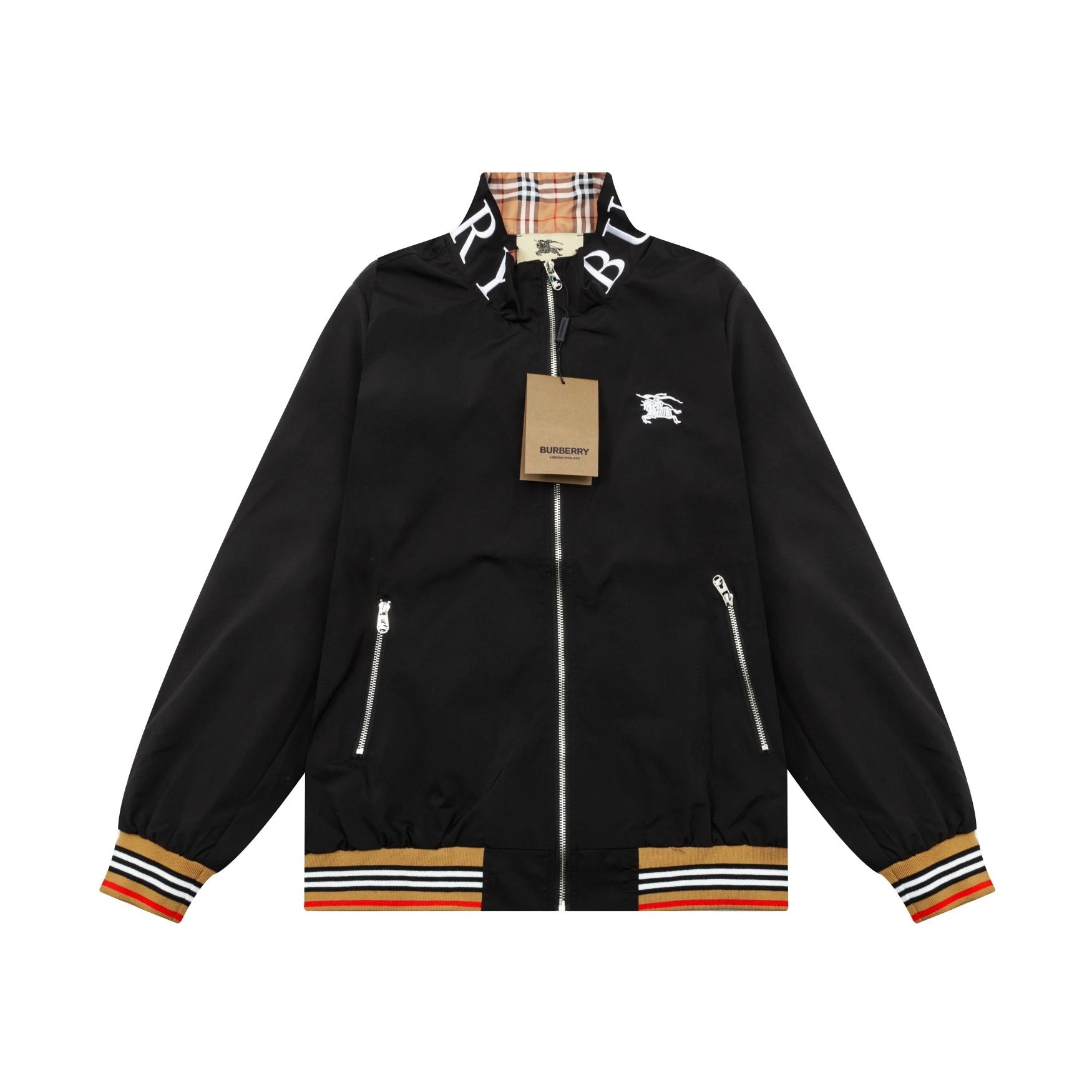 Burberry Logo-Embroidered Windbreaker Black Jacket Outerwear.windbreaker - 30