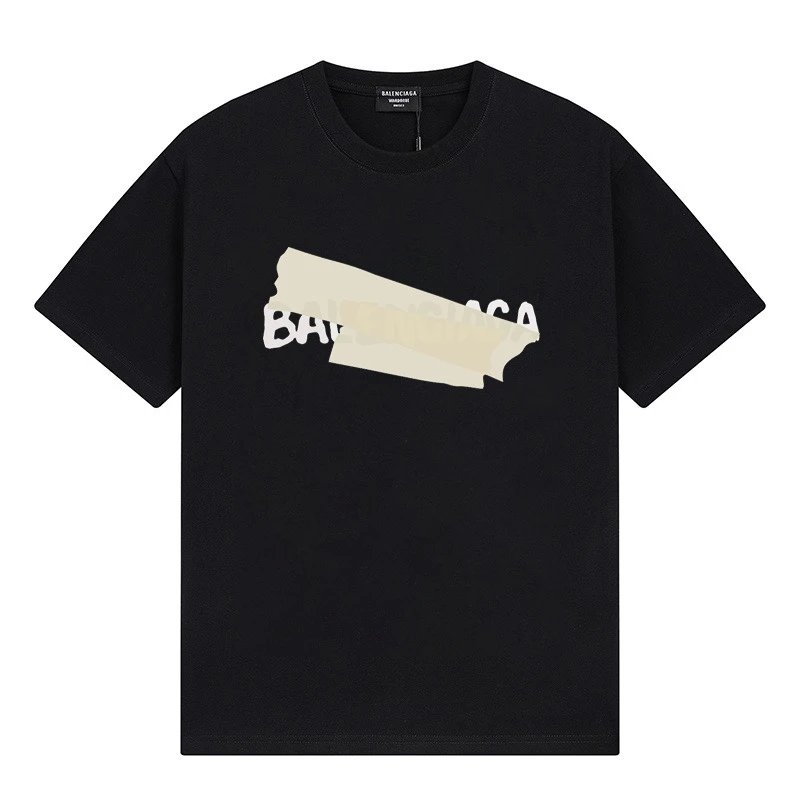 Balenciaga Logo Embroidered Multicolor Graphic T-Shirt Black - 6