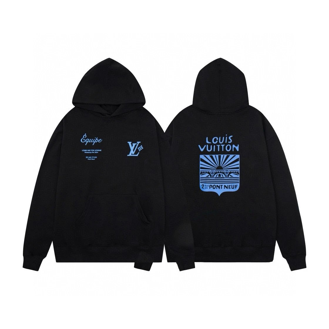 Louis Vuitton Monogram Embroidered Hoodie Navy - 30