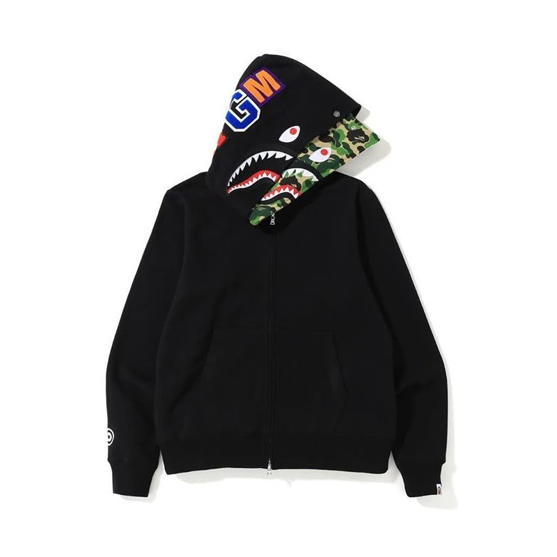 A Bathing Ape Shark Camo Zip-Up Hoodie Black - 18