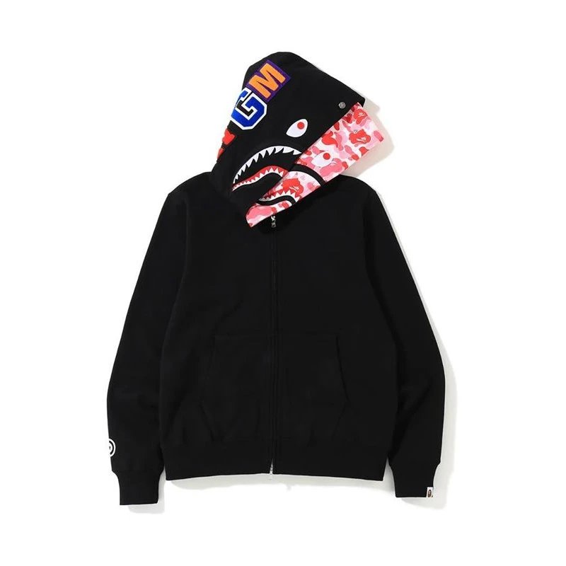 A Bathing Ape Shark Camo Zip-Up Hoodie Black - 20