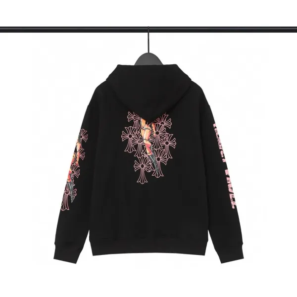 Chrome Hearts Floral Cross Hoodie Black - 1