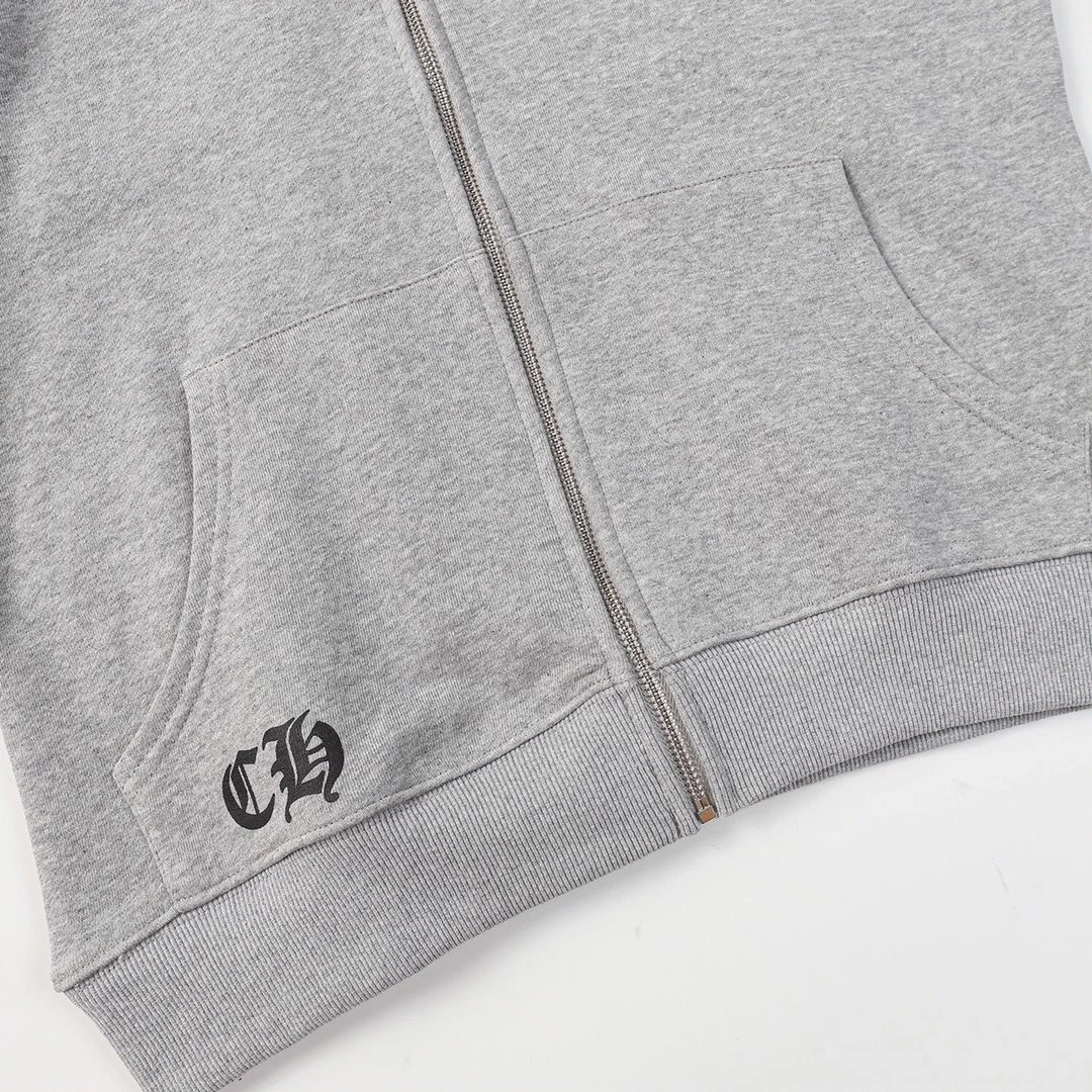 Chrome Hearts Logo Zip-Up Hoodie White - 8