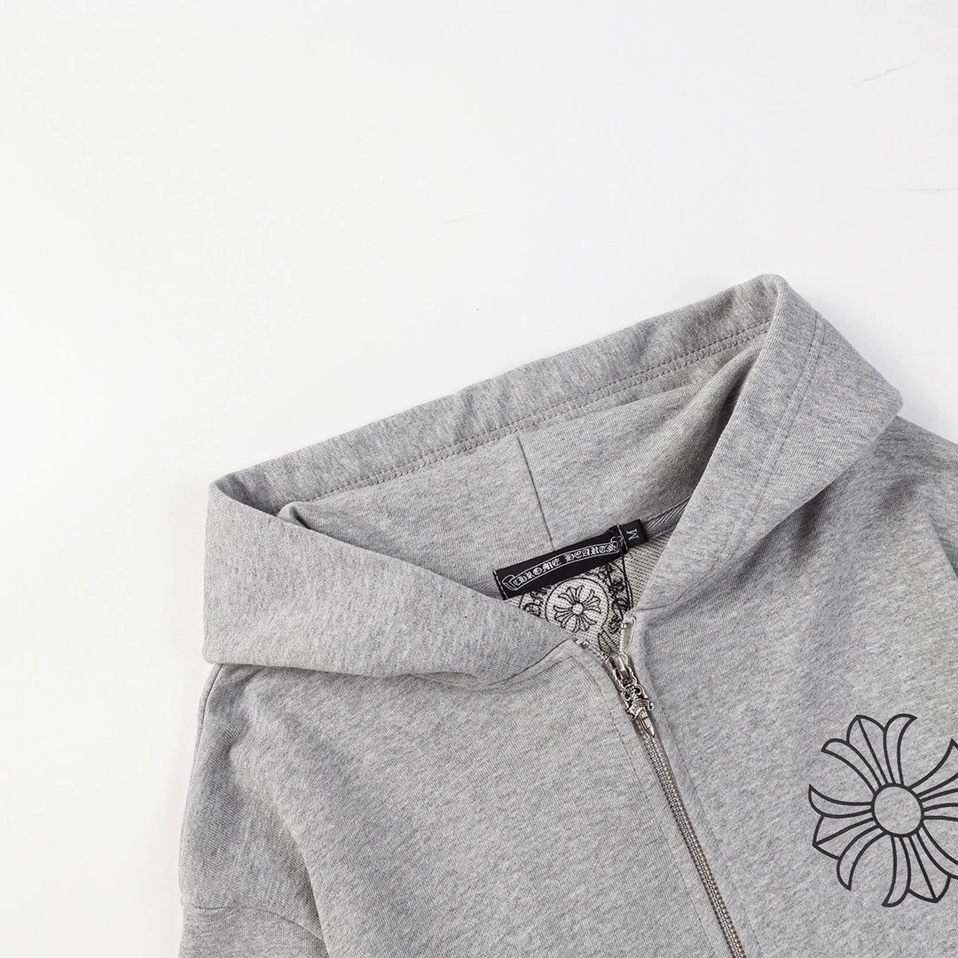 Chrome Hearts Logo Zip-Up Hoodie White - 3