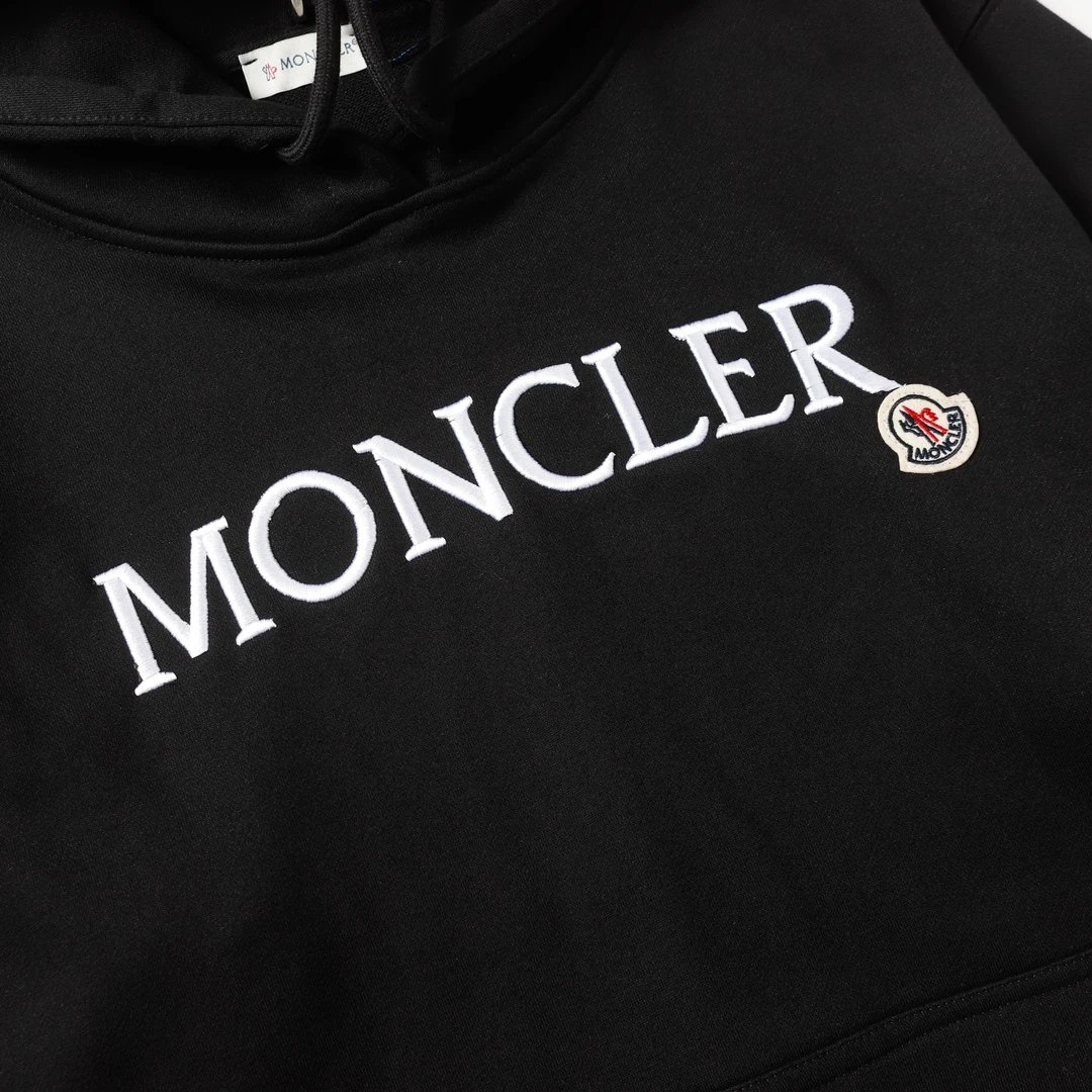 Moncler Logo Print Black Hoodie - 8