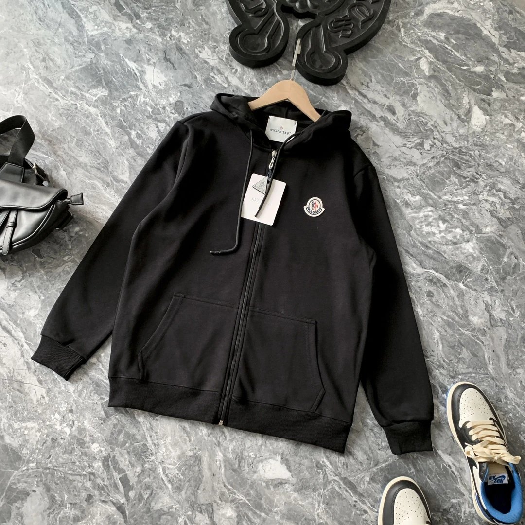Moncler Logo Print Black Hoodie - 29