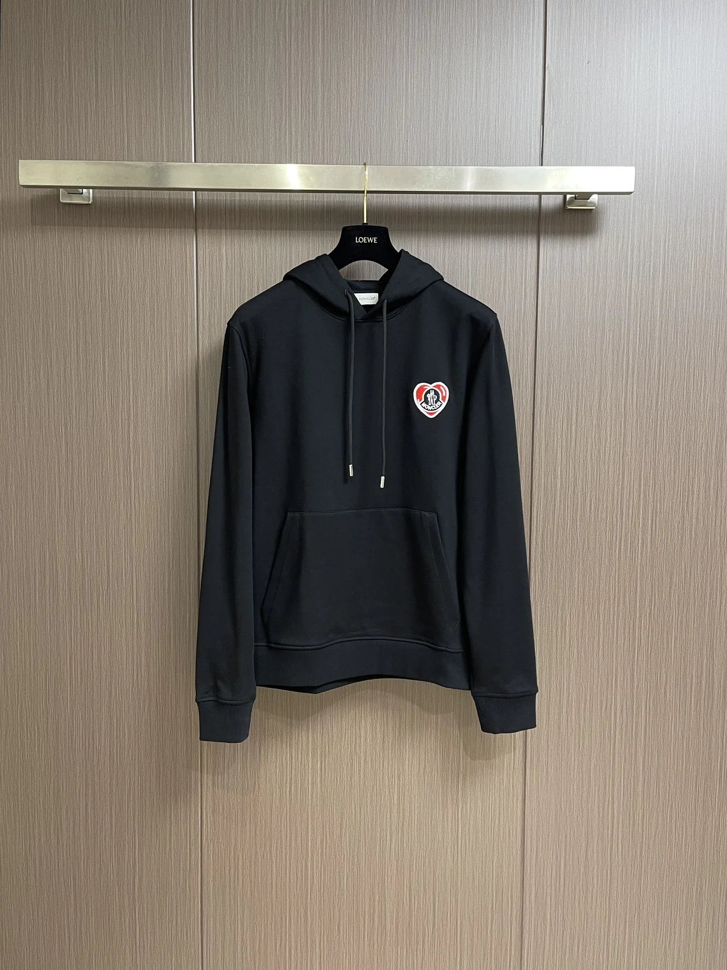 Moncler Logo Print Black Hoodie - 37