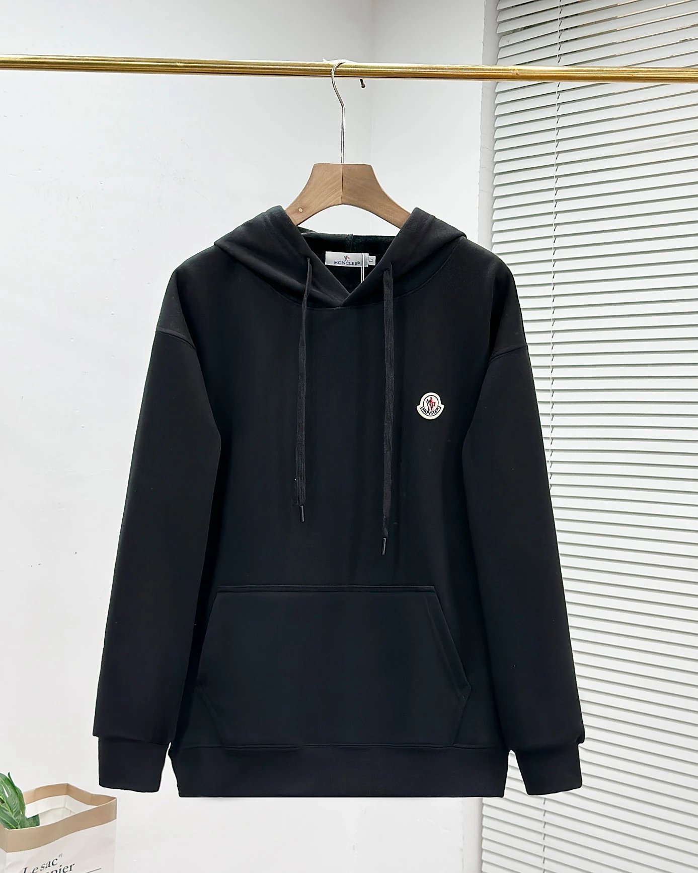 Moncler Logo Print Black Hoodie - 36