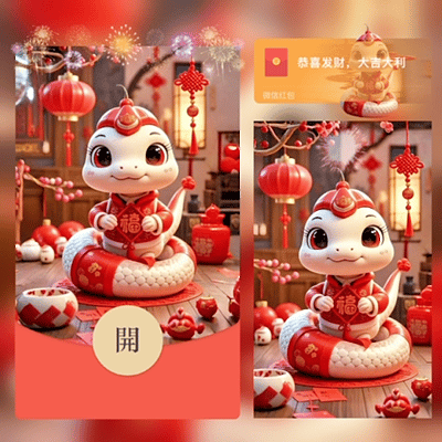 【卡密兑换】微信红包封面『蛇年快乐/新版动态 』官方卡密丨端内兑换丨24小时自助提卡！