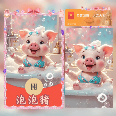 【卡密兑换】微信红包封面『泡泡猪/新版动态』官方卡密丨端内兑换丨24小时自助提卡！