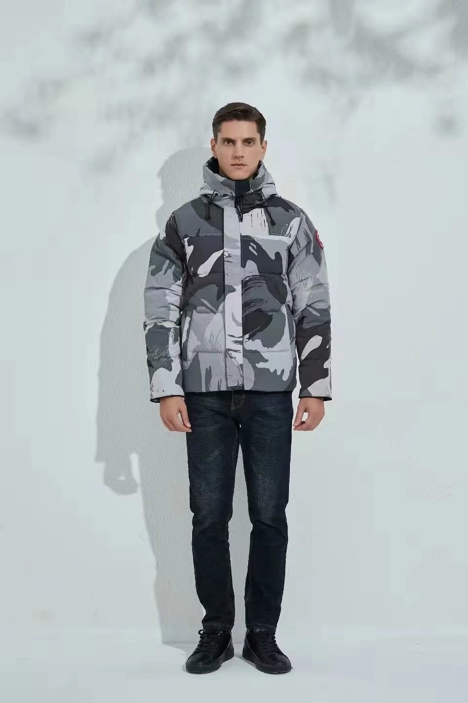 Moncler Camo Print Down Jacket Black Multicolor - 13