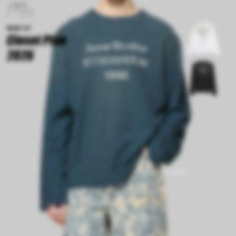 P249 Item ID 9010 Acne Letter print round neck off shoulder long sleeved shirt (249¥)