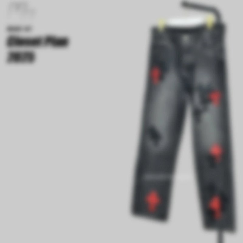 CH red leather patch jeans (599¥）