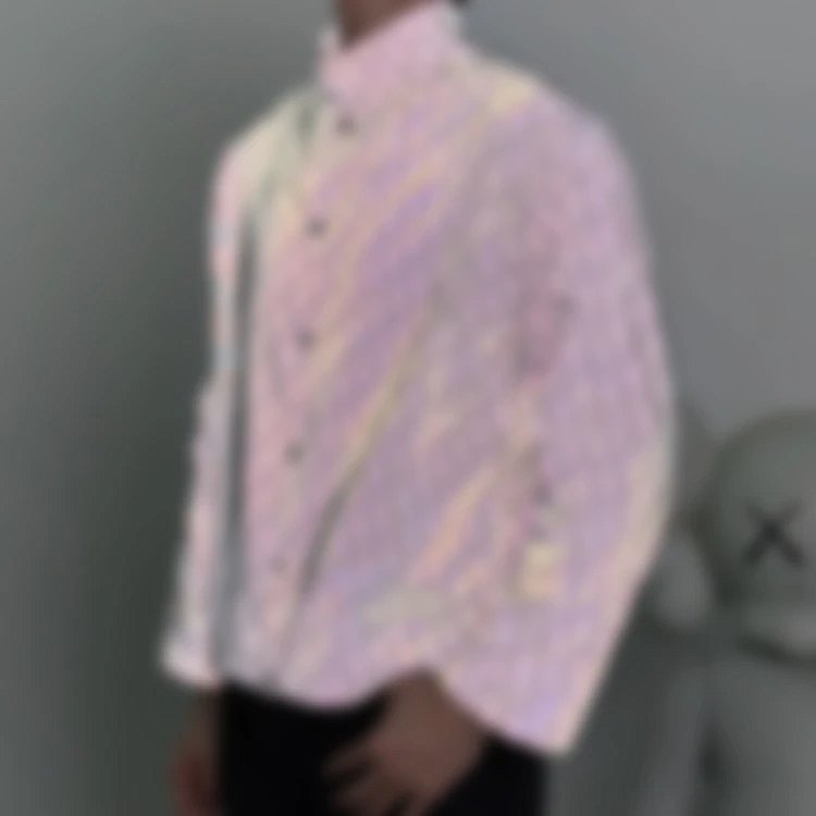 P749 Item ID 9019 D1or Printed reflective oversized shirt