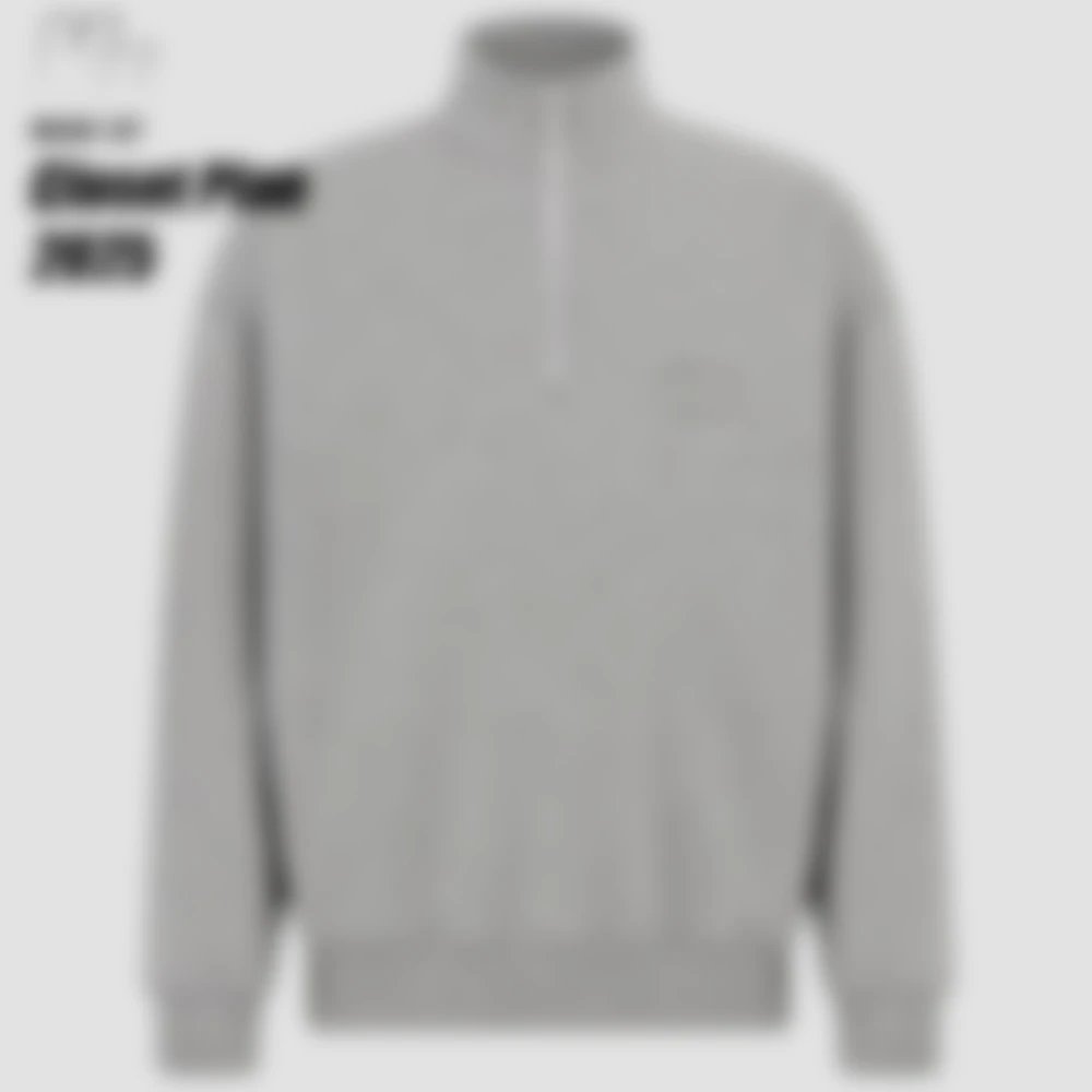 Logo Embroidered Half-Zip Stand Collar Sweatshirt