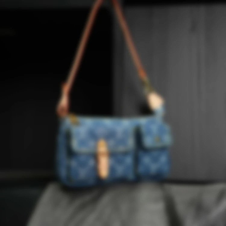 P848 Item ID 9060 1V PA Denim Danning Chain Head Hanging Fabric Handheld Shoulder Bag Women's Blue
