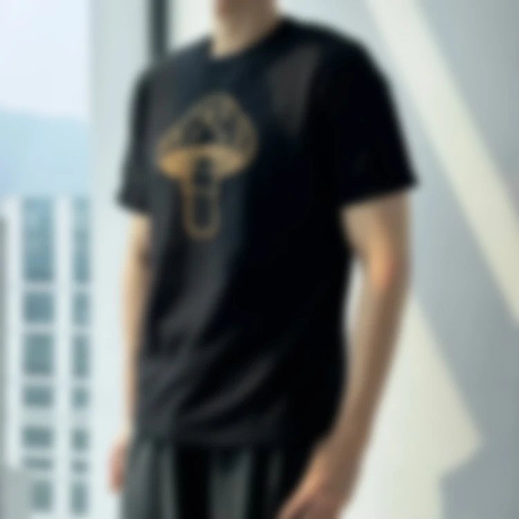 P269 Item ID 9023 1V Early Spring Men's Series Mushroom Inlaid Flower Round Neck Short Sleeve T-shir