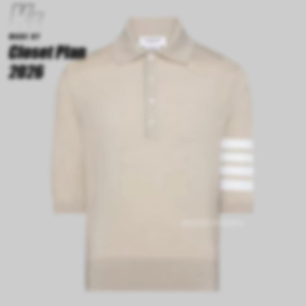 TB mulberry silk wool blended knitted polo