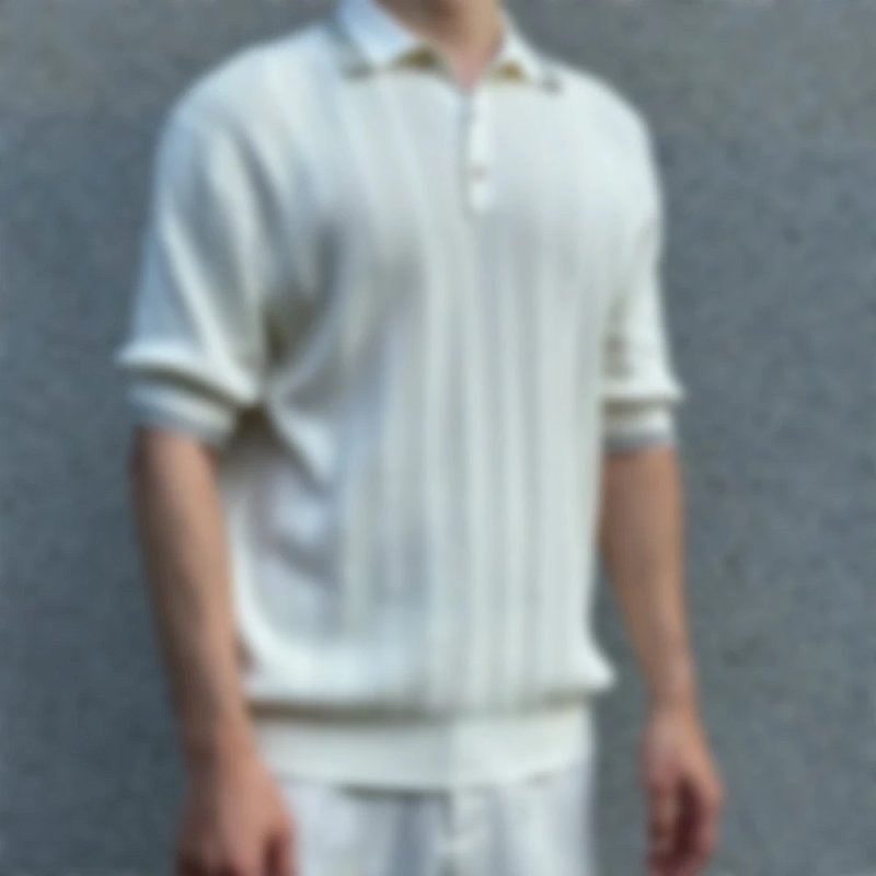 P399 Item ID 9083 BC 32 Double Strand Yarn Solid Color Cotton Texture Ribbed Knitted Short Sleeve Po