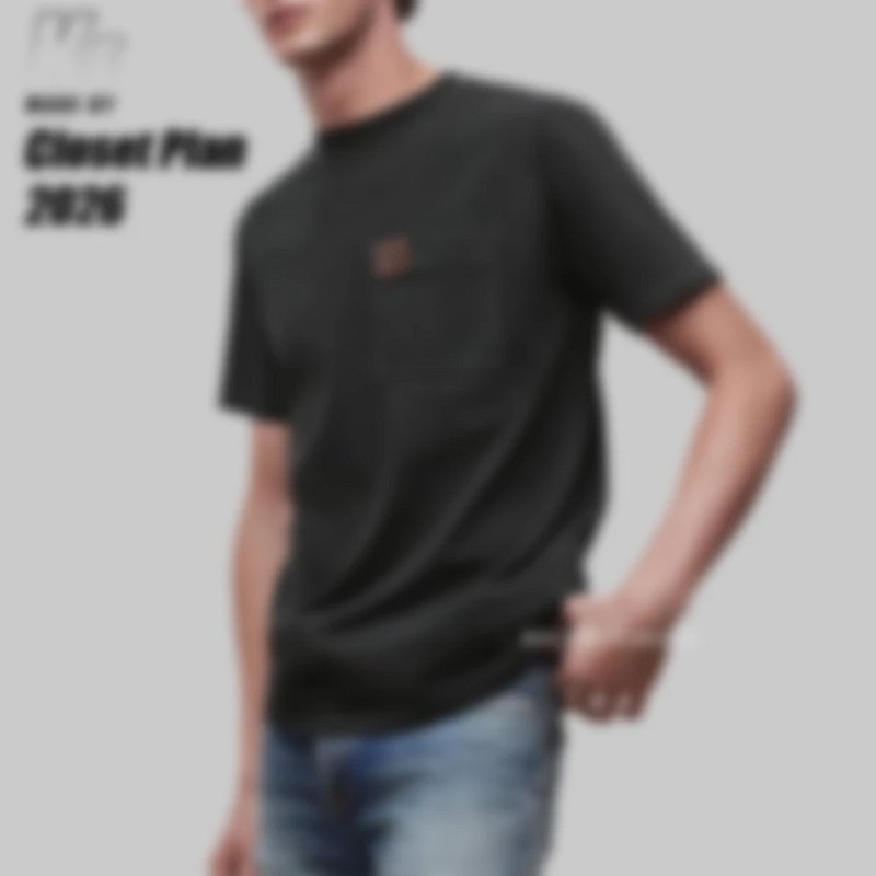 D1or Leather patch pocket washed tee (229¥）