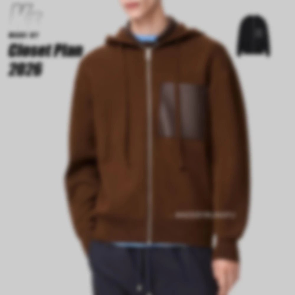 Loe 100% wool leather zipper hoodie