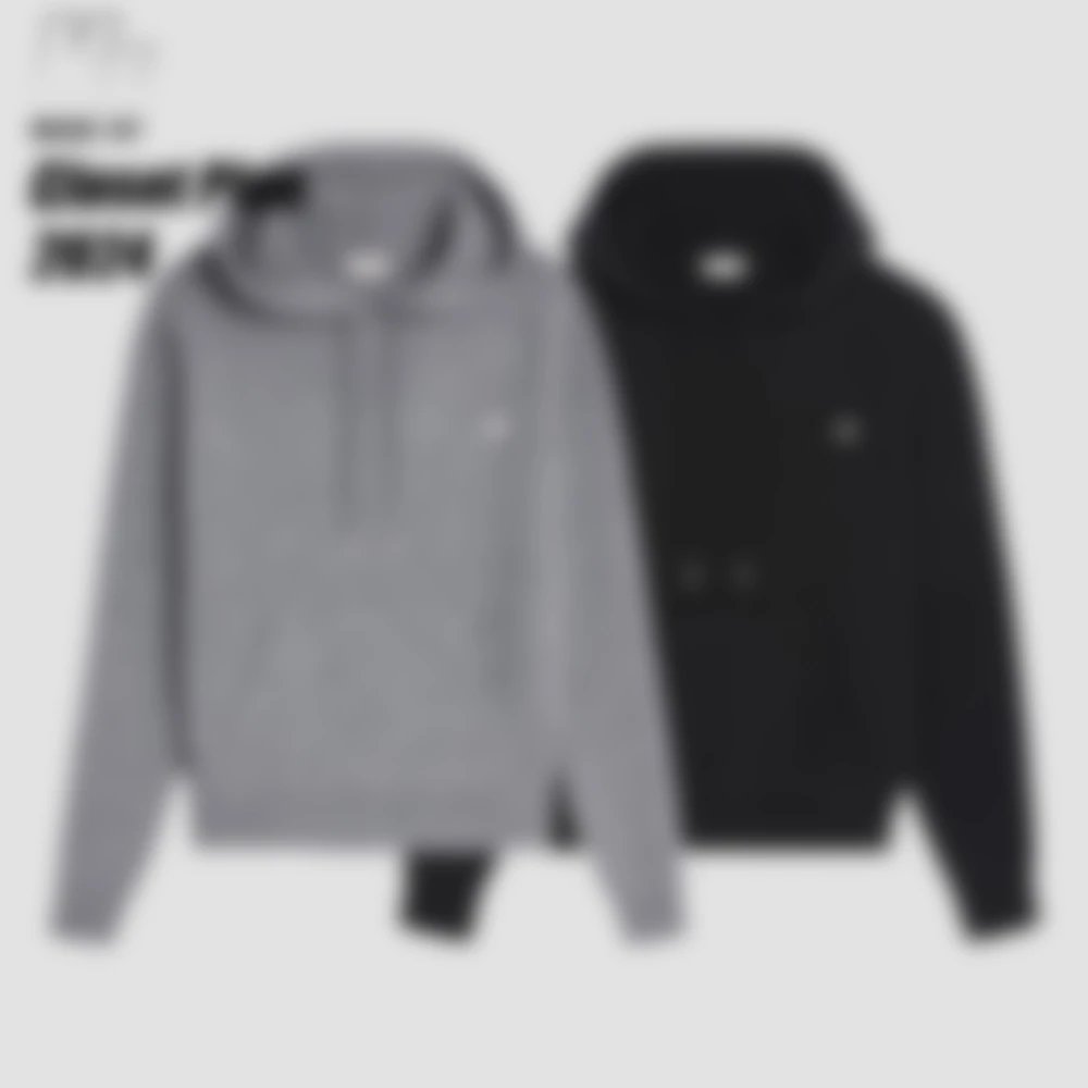 Solid color logo label hooded long sleeved sweatshirt for couples, gray black