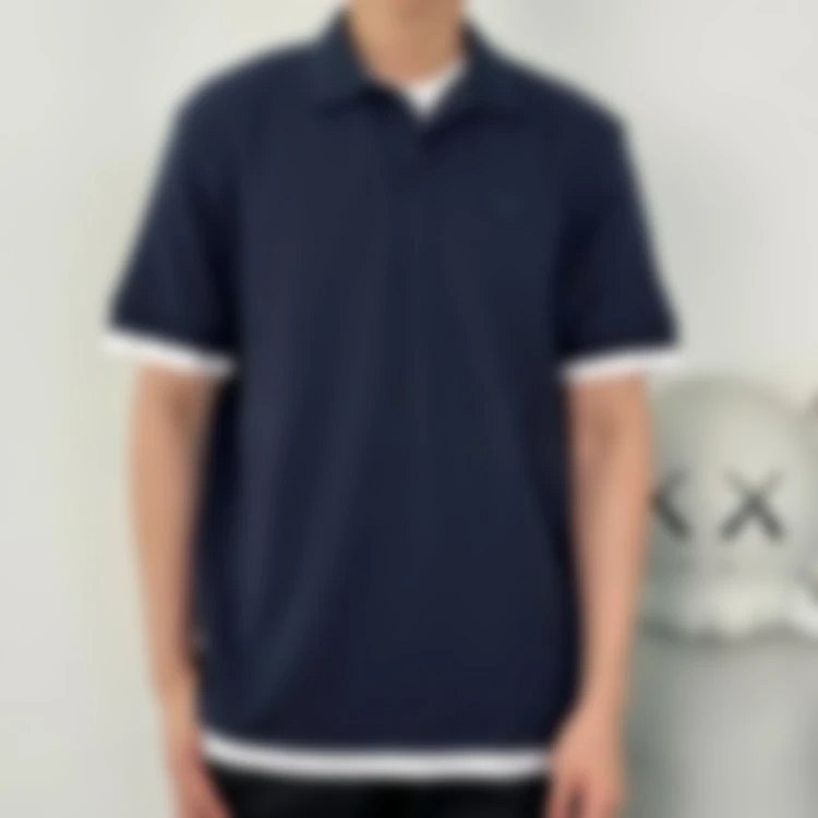P379 Item ID 9050 PRA pure cotton fake two-piece polo shirt with new color scheme, chest patch with