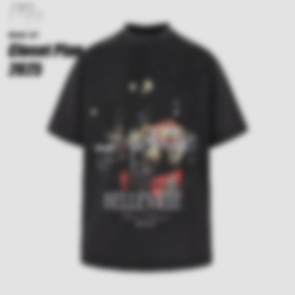 Rainy Night Street View Printed Short Sleeve