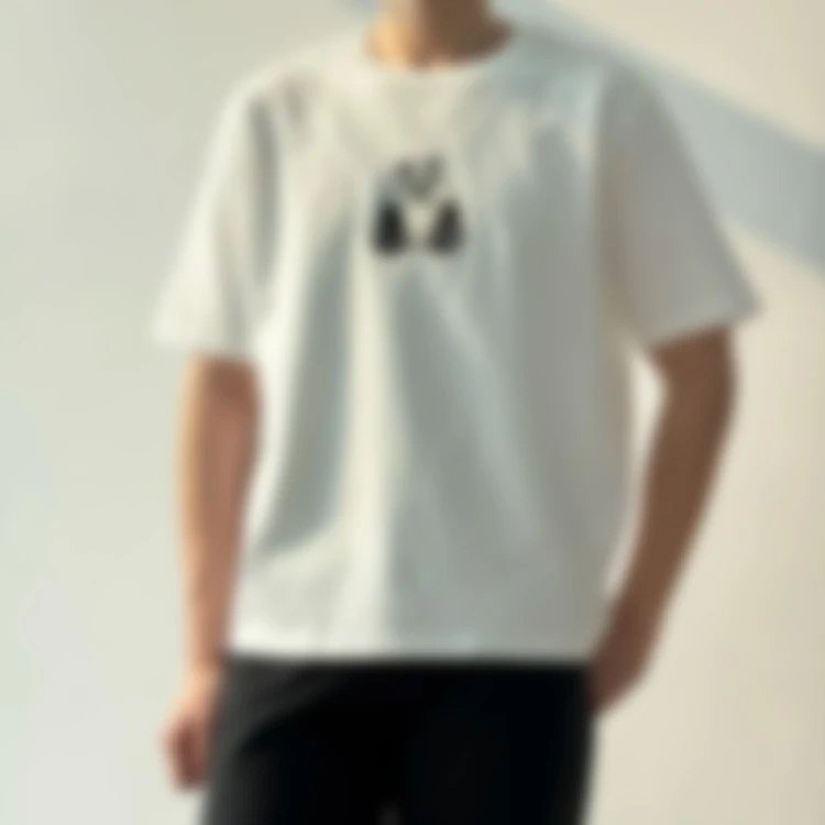 P209 Item ID 9033 AMI Panda Embroidered Knitted Cotton Regular Round Neck Short Sleeve