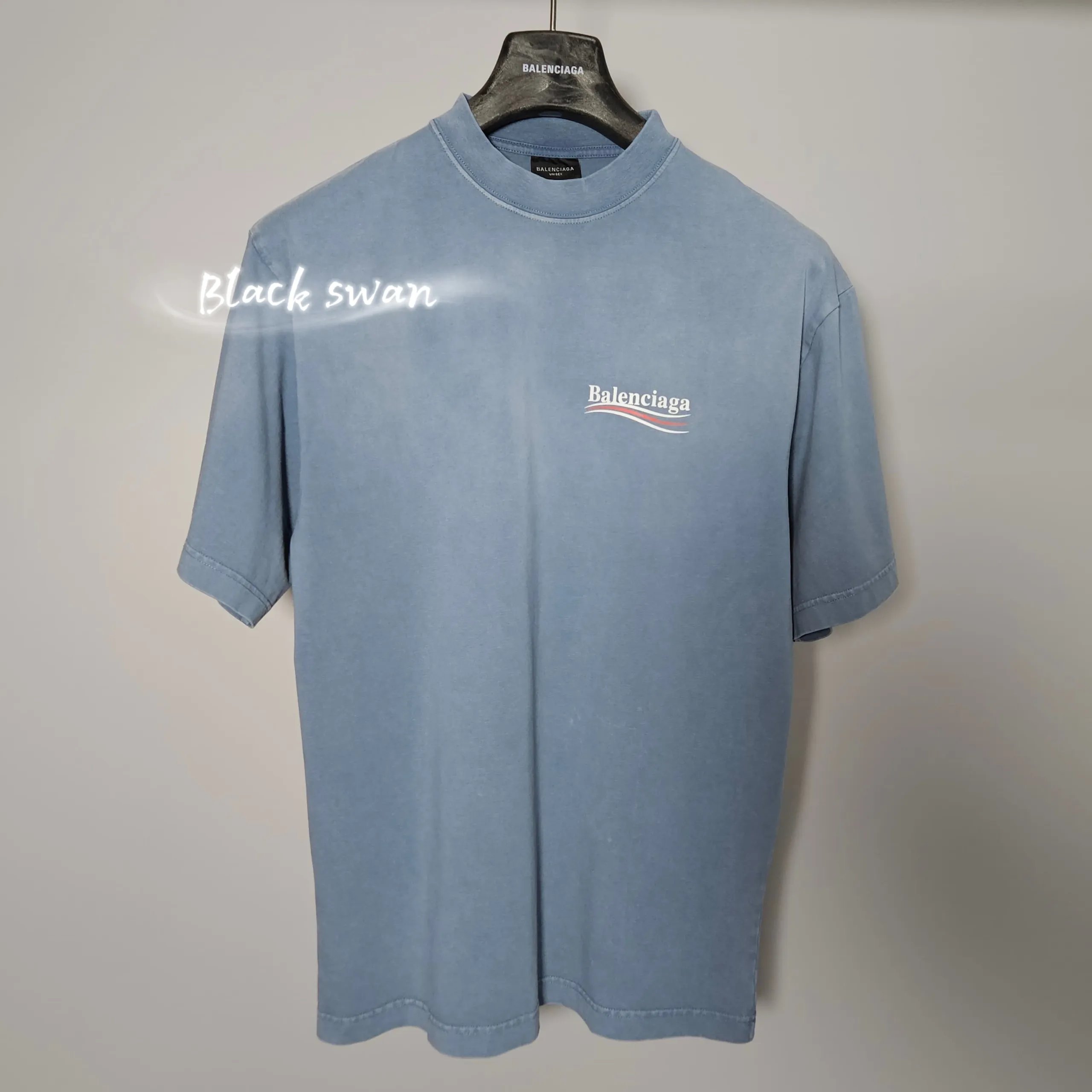Balenciaga Logo Blue Casual T-