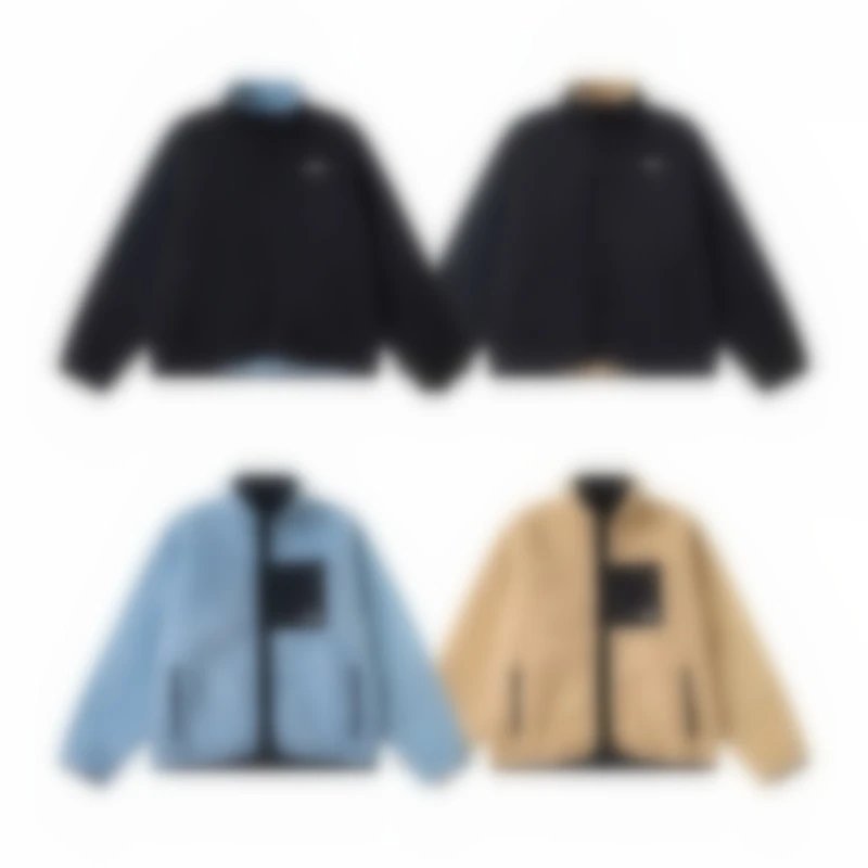 Fleece Jacket Black Light Blue Beige Oversized Zip-Up