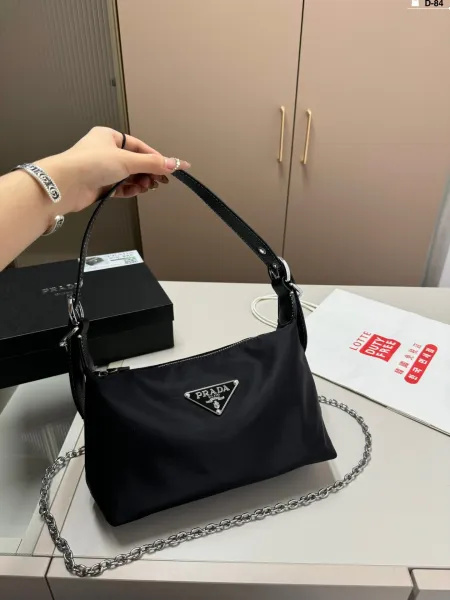 Prada Re-Nylon Mini Hobo Bag Black Shoulder Bag - 1