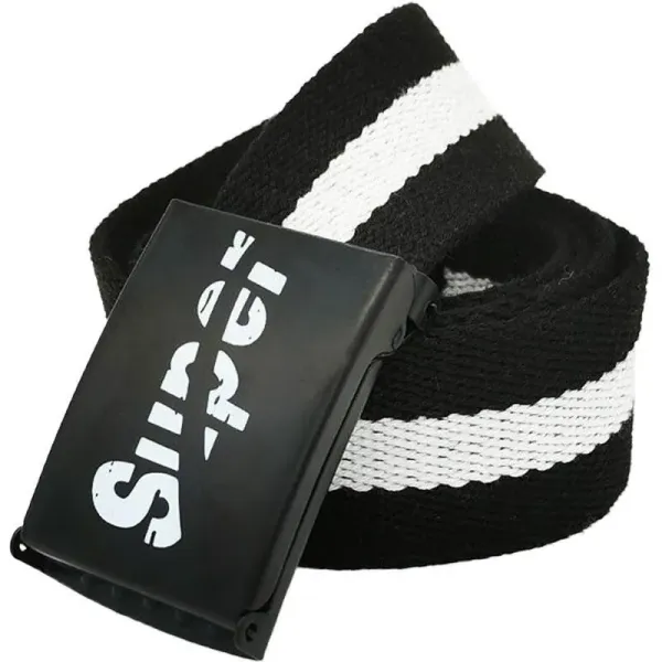 Superdry Canvas Belt Black and White Stripe Belt - 1