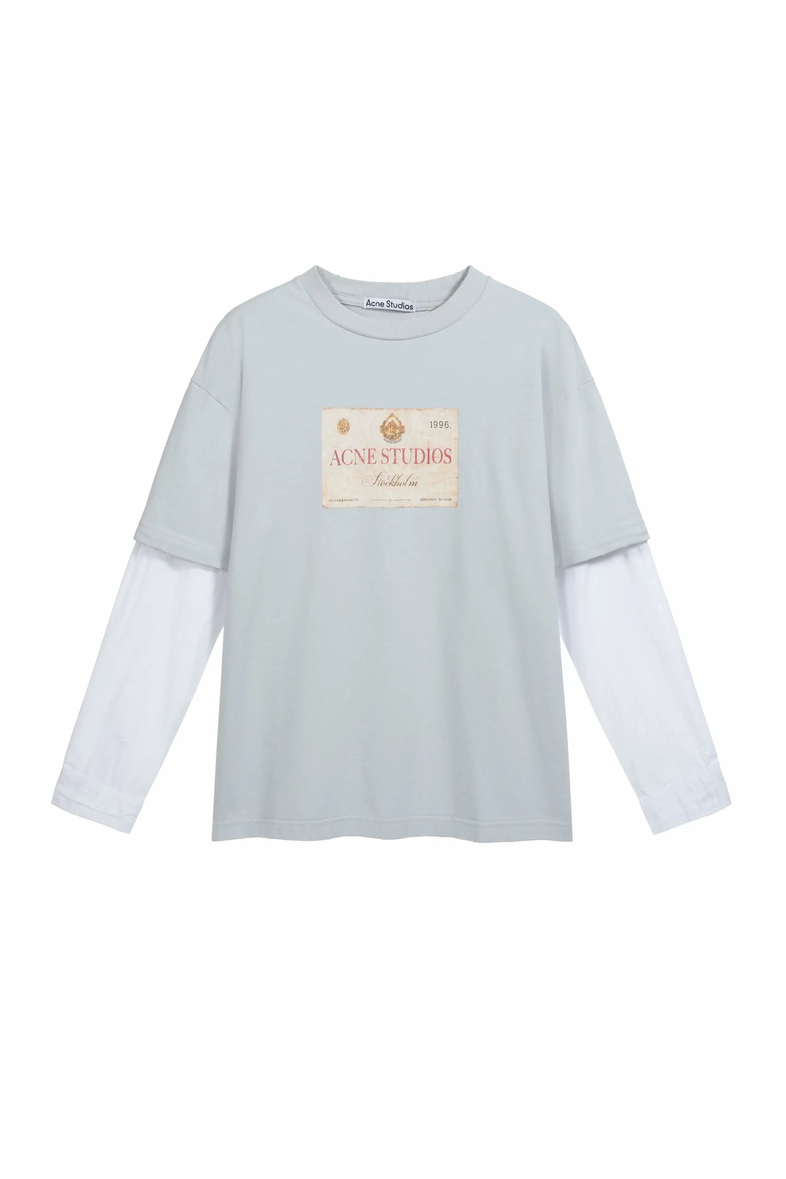 3298#AC Distressed Frayed Fake Two-Piece Letter Print Long-Sleeve T-Shirt