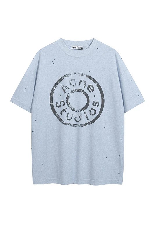 Acne Studios Logo Print Light Blue Grey Pink Oversized T-Shirt
