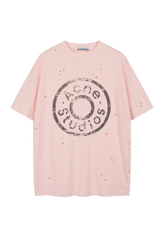 Acne Studios Logo Print Light Blue Grey Pink Oversized T-Shirt