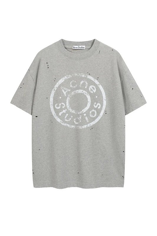 Acne Studios Logo Print Light Blue Grey Pink Oversized T-Shirt