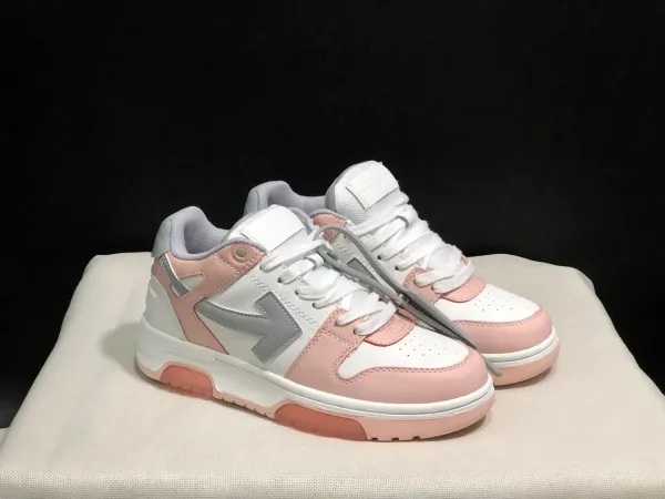 Off-White Diagonal Arrow Low Top Pink and White Sneakers - 1