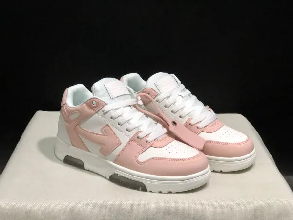 Off-White Diagonal Arrow Low Top Pink and White Sneakers - 1