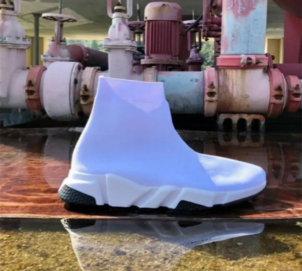 Balenciaga Speed Trainer Light Gray Knit Sneakers - 7