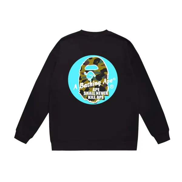 A Bathing Ape Camo Ape Head Circle Logo Black Hoodie - 1