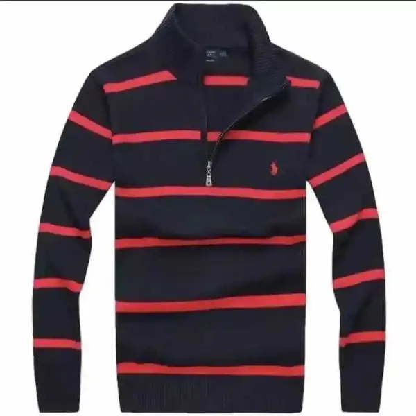 Ralph Lauren Striped Half-Zip Sweater Navy Red - 1