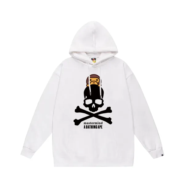 A Bathing Ape x Mastermind Japan Skull Ape Hoodie White - 1