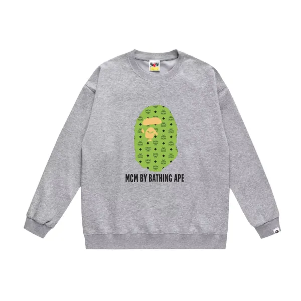 MCM x A Bathing Ape Logo Print Gray Hoodie - 1