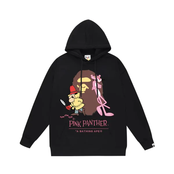 A Bathing Ape x Pink Panther Graphic Hoodie Black - 1