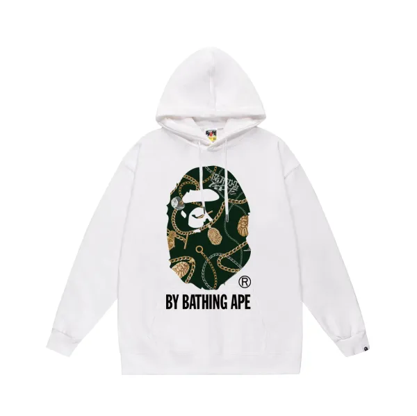 A Bathing Ape Chain Ape Hoodie White - 1
