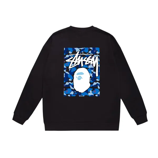 Stussy x A Bathing Ape Blue Camo Graphic Hoodie - 1
