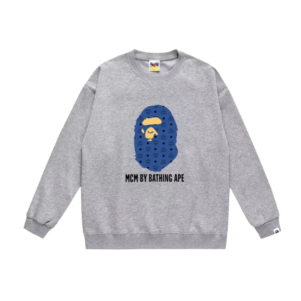 MCM x A Bathing Ape Logo Graphic Hoodie Gray - 1