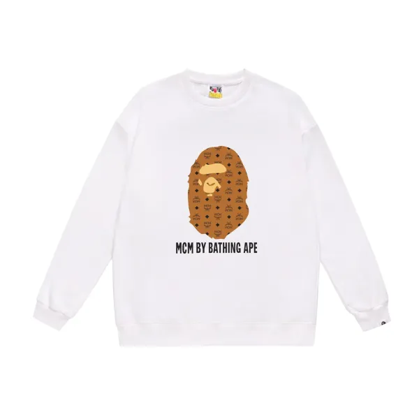 MCM x A Bathing Ape Logo Graphic Hoodie White - 1