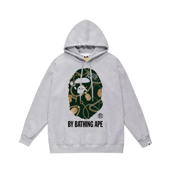 A Bathing Ape Chain Ape Head Hoodie Gray - 1